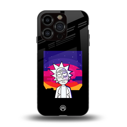 trippy rick sanchez back phone cover | glass case for iphone 15 pro