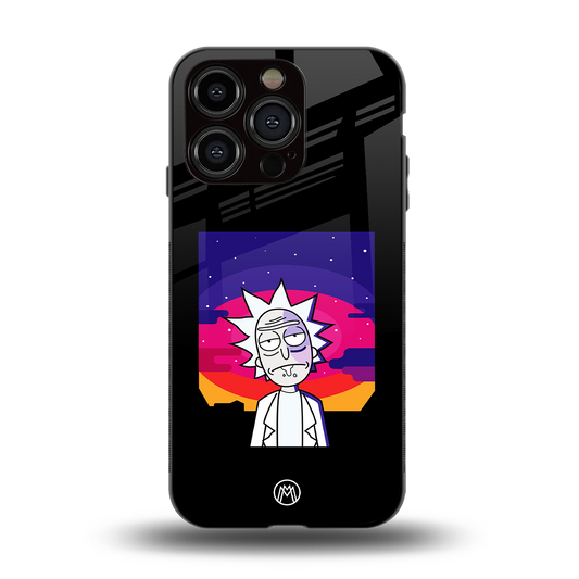 trippy rick sanchez back phone cover | glass case for iphone 15 pro