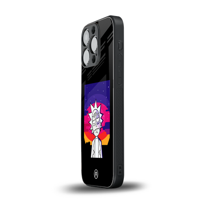 trippy rick sanchez back phone cover | glass case for iphone 15 pro