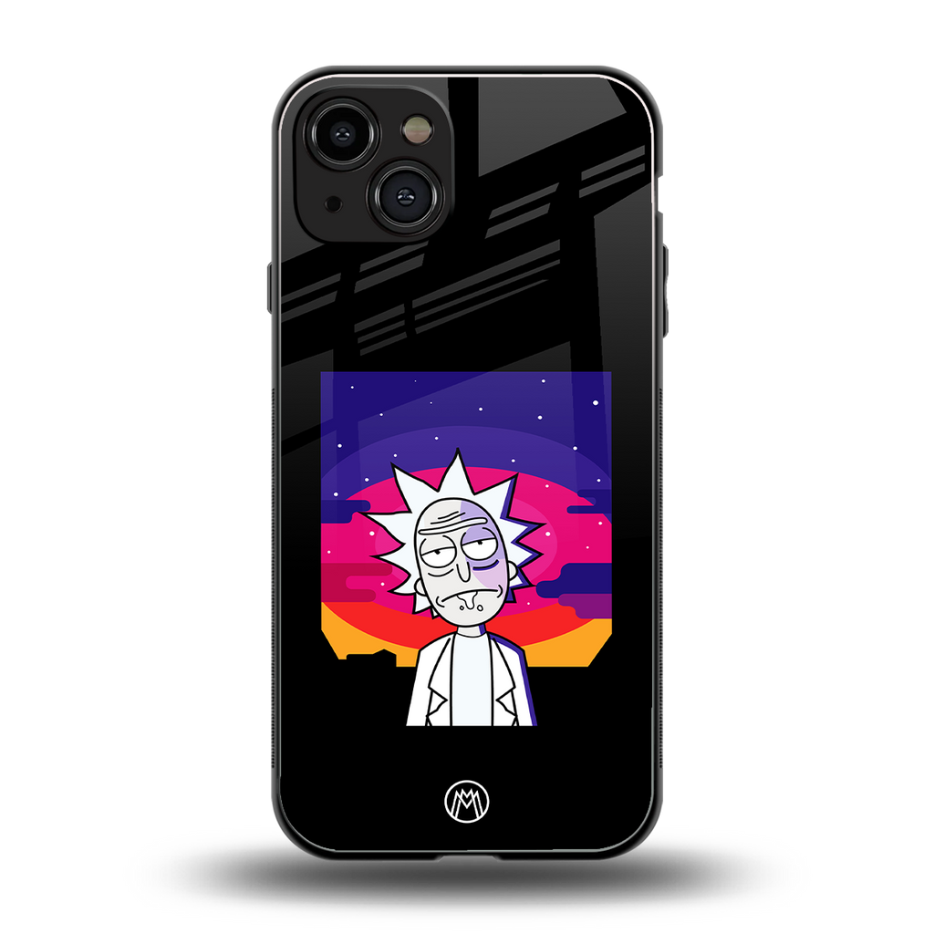 trippy rick sanchez back phone cover | glass case for iphone 15