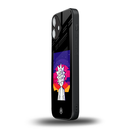 trippy rick sanchez back phone cover | glass case for iphone 16 plus