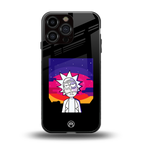 trippy rick sanchez back phone cover | glass case for iphone 16 pro max