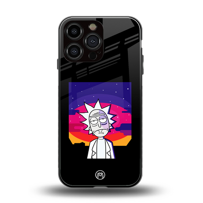 trippy rick sanchez back phone cover | glass case for iphone 16 pro max
