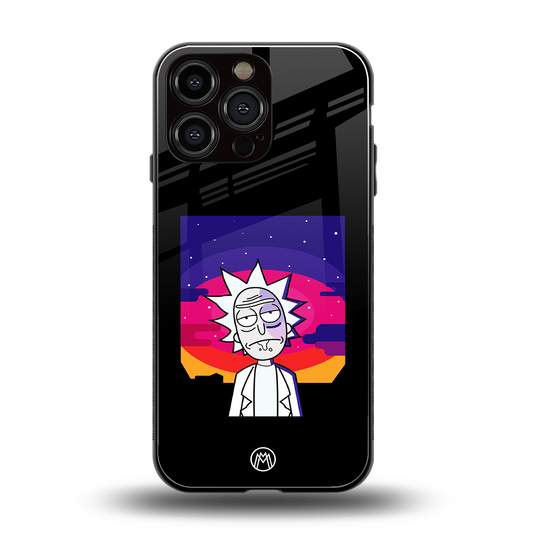 trippy rick sanchez back phone cover | glass case for iphone 16 pro max