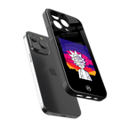 trippy rick sanchez back phone cover | glass case for iphone 16 pro max