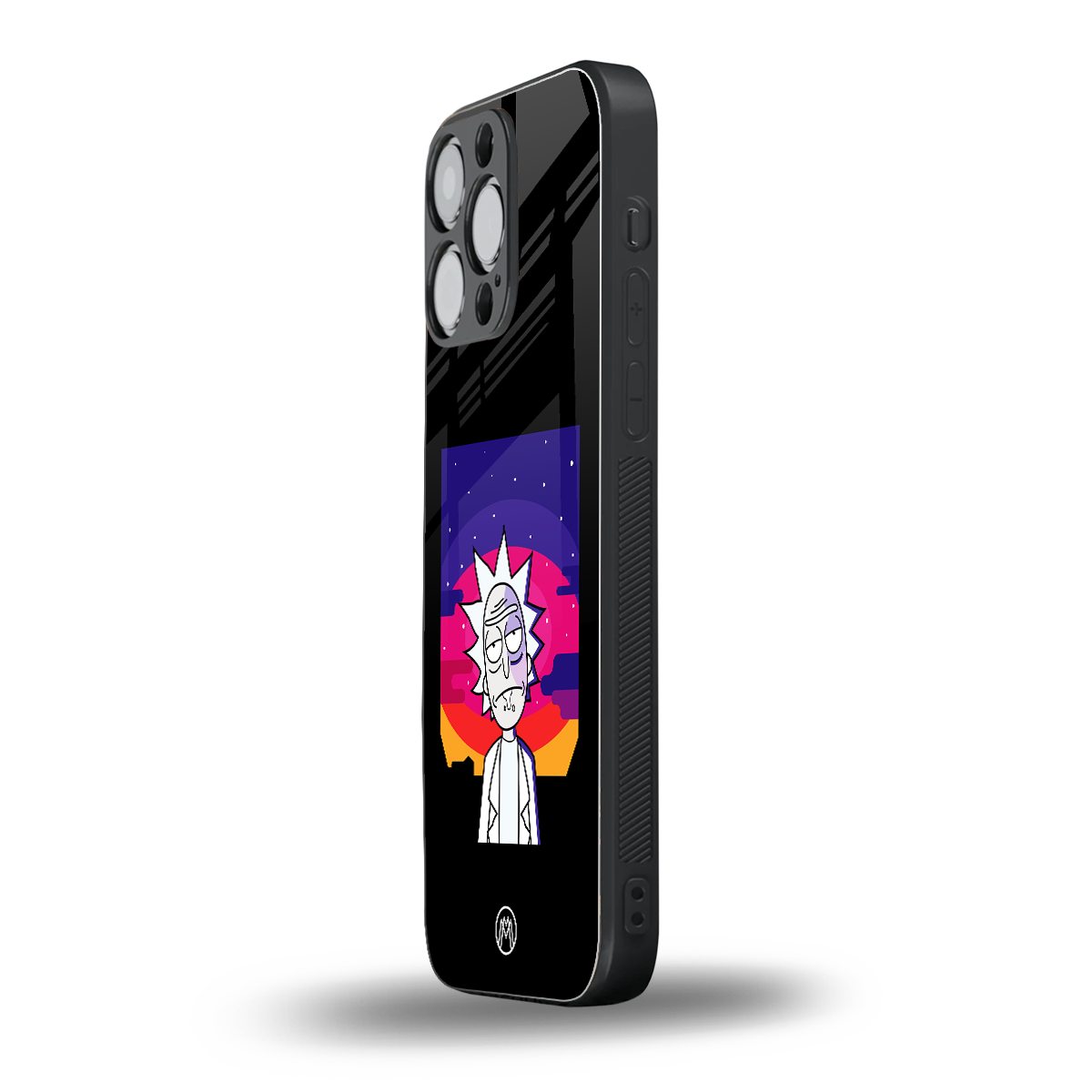 trippy rick sanchez back phone cover | glass case for iphone 16 pro max