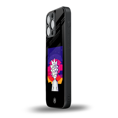 trippy rick sanchez back phone cover | glass case for iphone 16 pro max