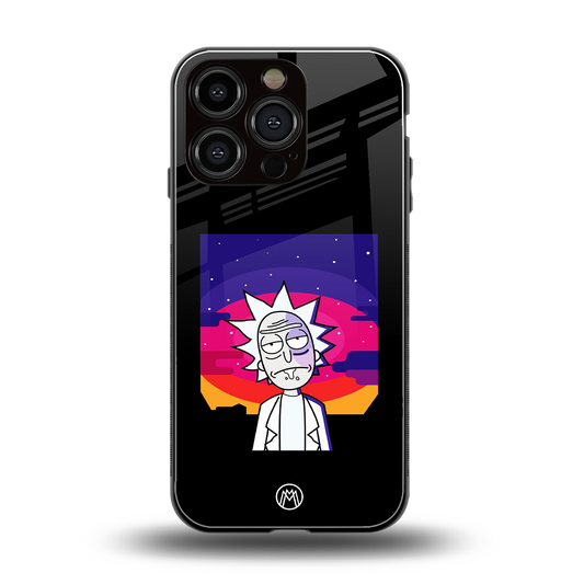trippy rick sanchez back phone cover | glass case for iphone 16 pro