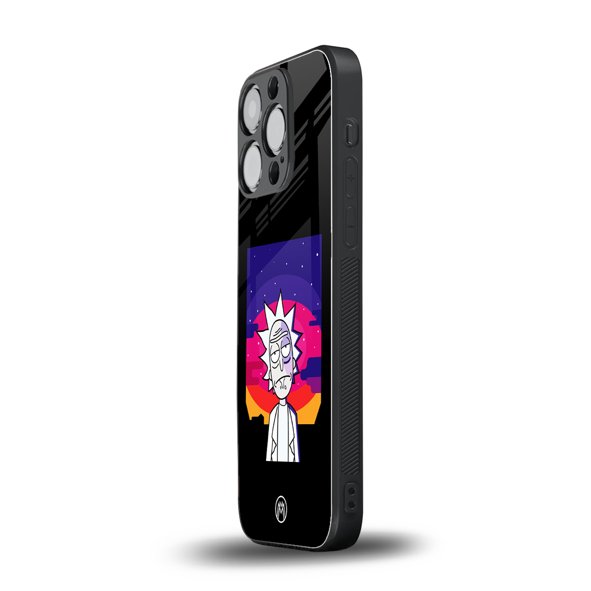 trippy rick sanchez back phone cover | glass case for iphone 16 pro