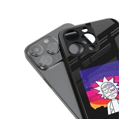 trippy rick sanchez back phone cover | glass case for iphone 16 pro max