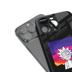 trippy rick sanchez back phone cover | glass case for iphone 16 plus