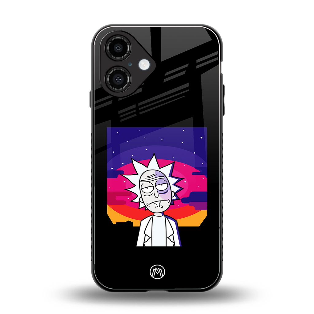 trippy rick sanchez back phone cover | glass case for iphone 16