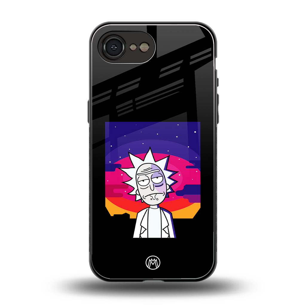 trippy rick sanchez back phone cover | glass case for iphone 16e
