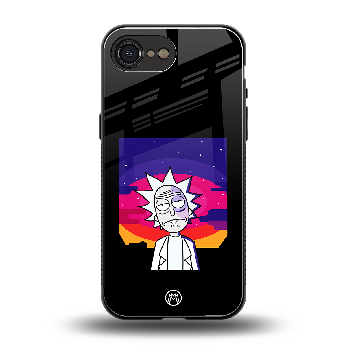 trippy rick sanchez back phone cover | glass case for iphone 16e
