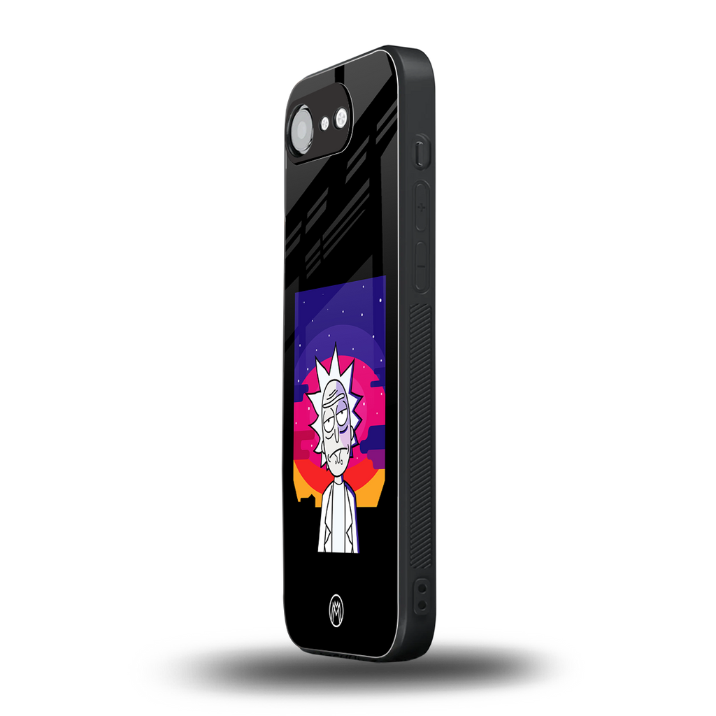 trippy rick sanchez back phone cover | glass case for iphone 16e