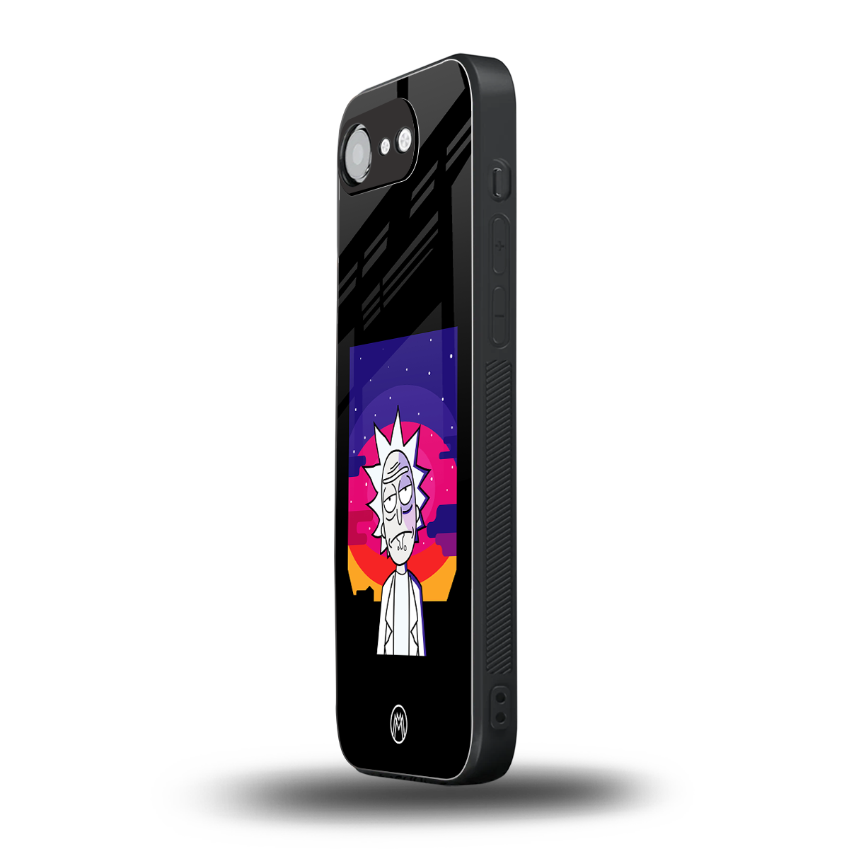 trippy rick sanchez back phone cover | glass case for iphone 16e