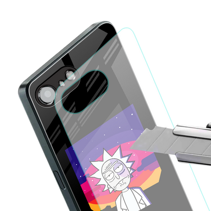 trippy rick sanchez back phone cover | glass case for iphone 16e