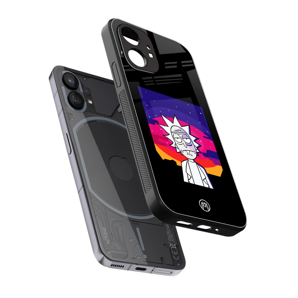 trippy rick sanchez back phone cover | glass case for nothing phone 1