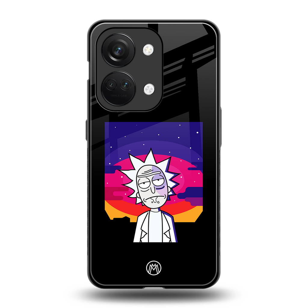 trippy rick sanchez back phone cover | glass case for oneplus nord 3