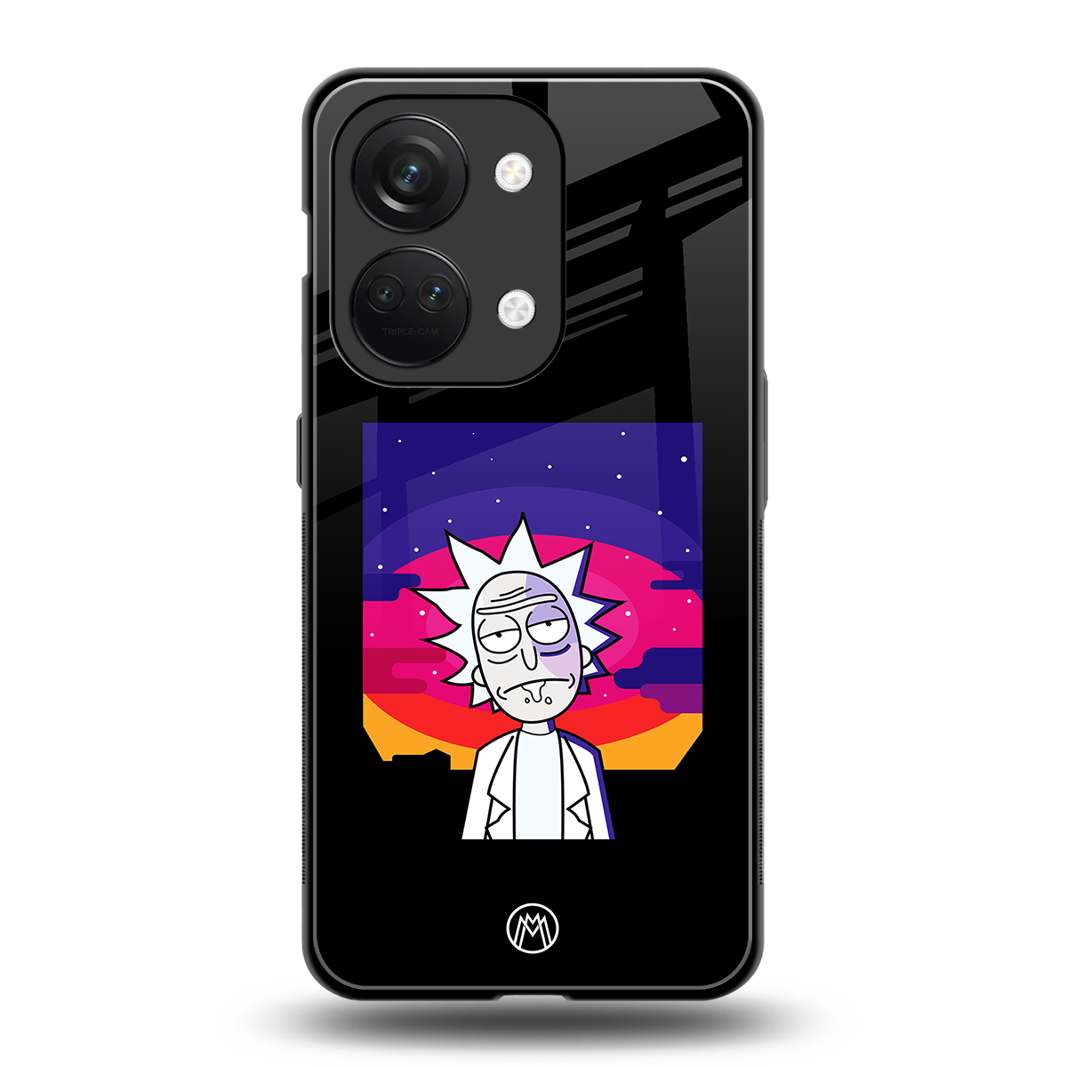 trippy rick sanchez back phone cover | glass case for oneplus nord 3