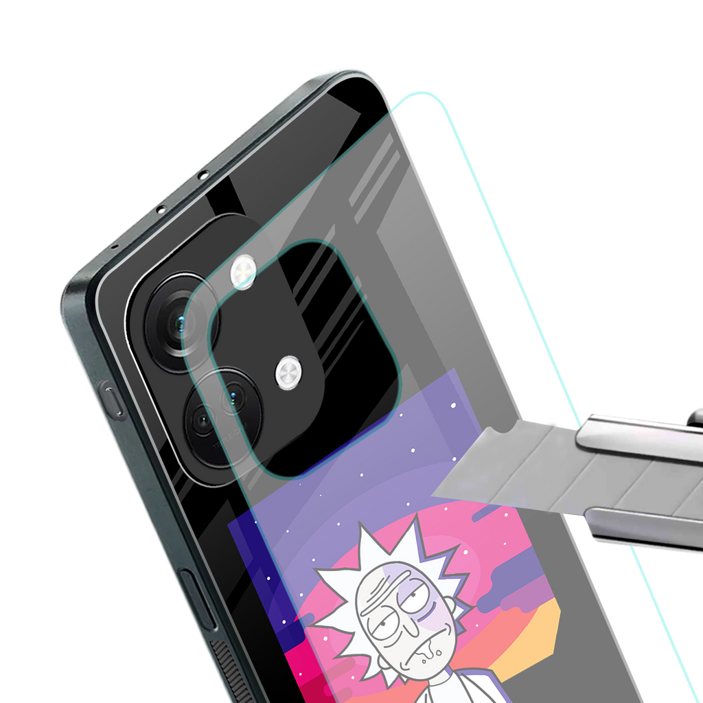 trippy rick sanchez back phone cover | glass case for oneplus nord 3