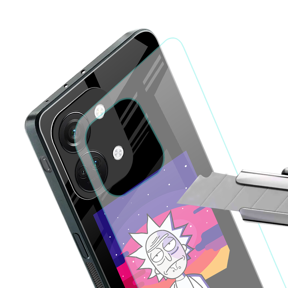 trippy rick sanchez back phone cover | glass case for oneplus nord 3