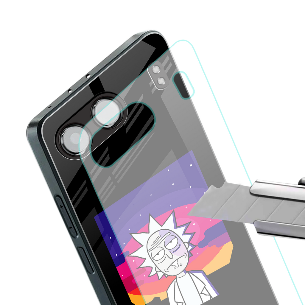 trippy rick sanchez back phone cover | glass case for oneplus nord 4