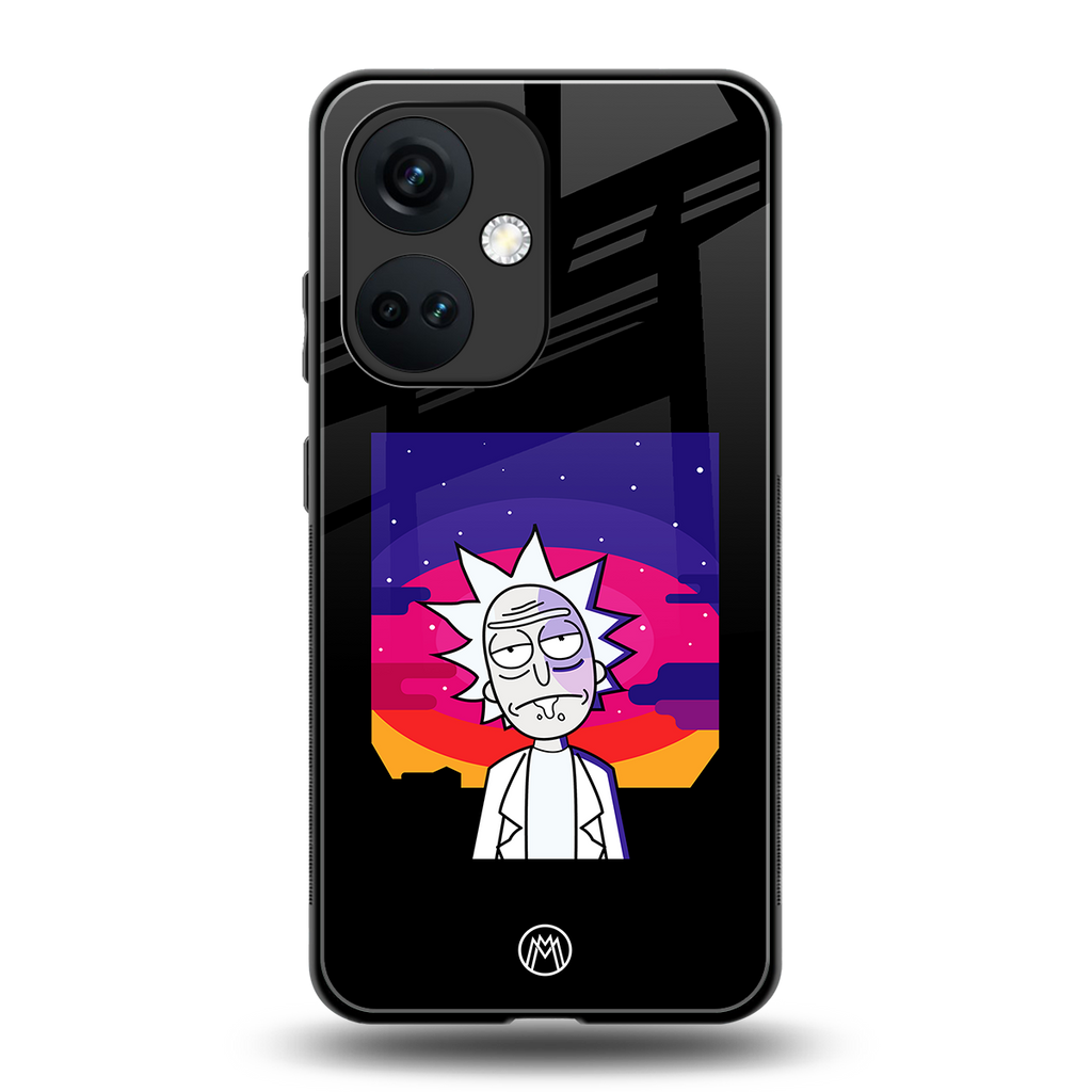 trippy rick sanchez back phone cover | glass case for oneplus nord ce 3