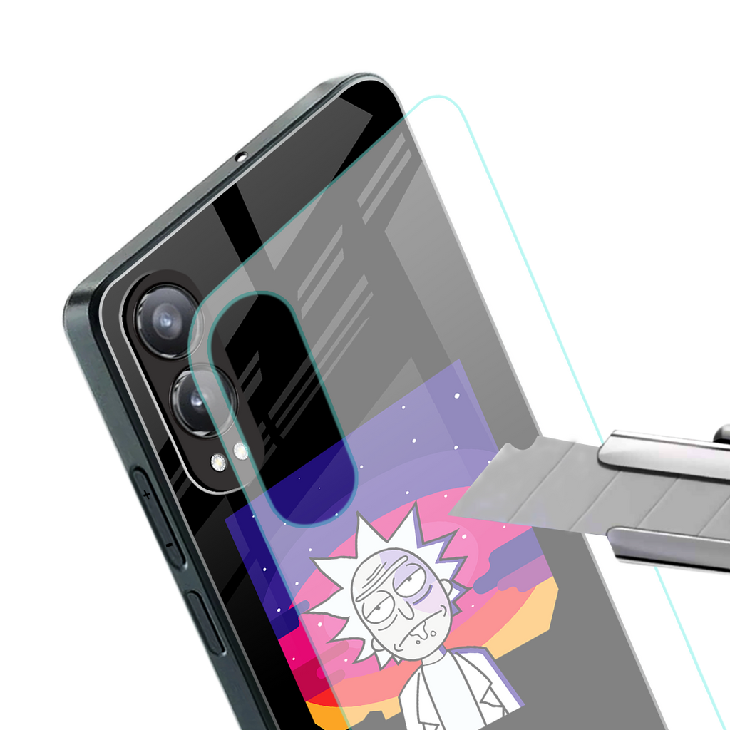 trippy rick sanchez back phone cover | glass case for oneplus nord ce 4 lite