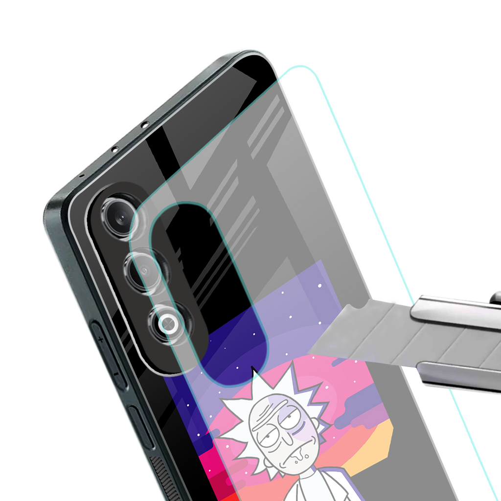 trippy rick sanchez back phone cover | glass case for oneplus nord ce 4