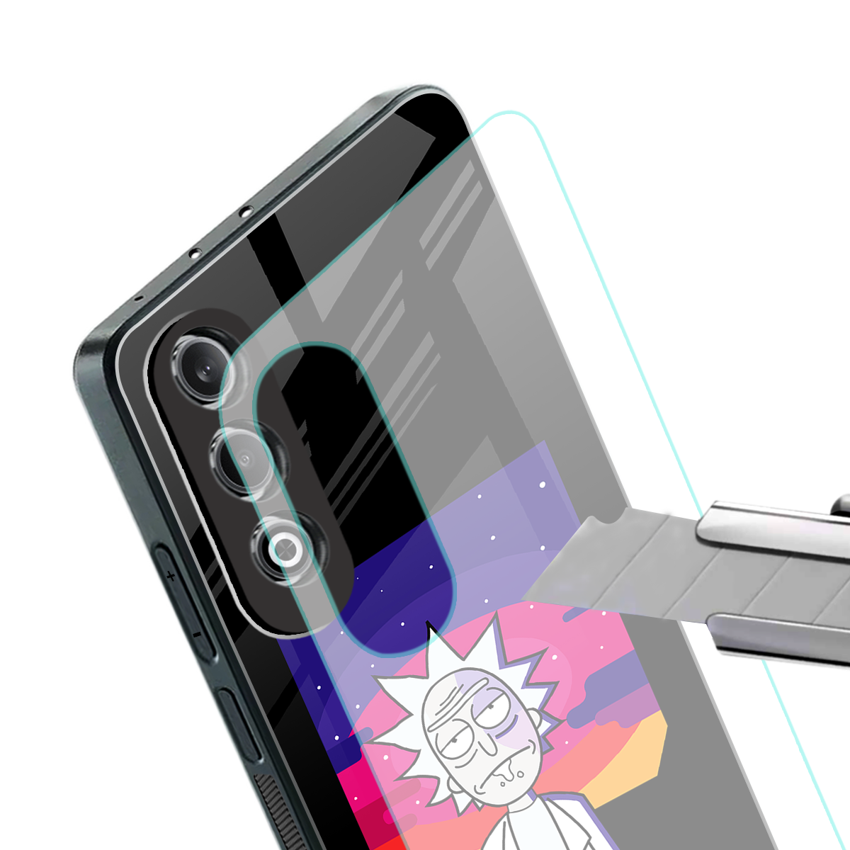 trippy rick sanchez back phone cover | glass case for oneplus nord ce 4