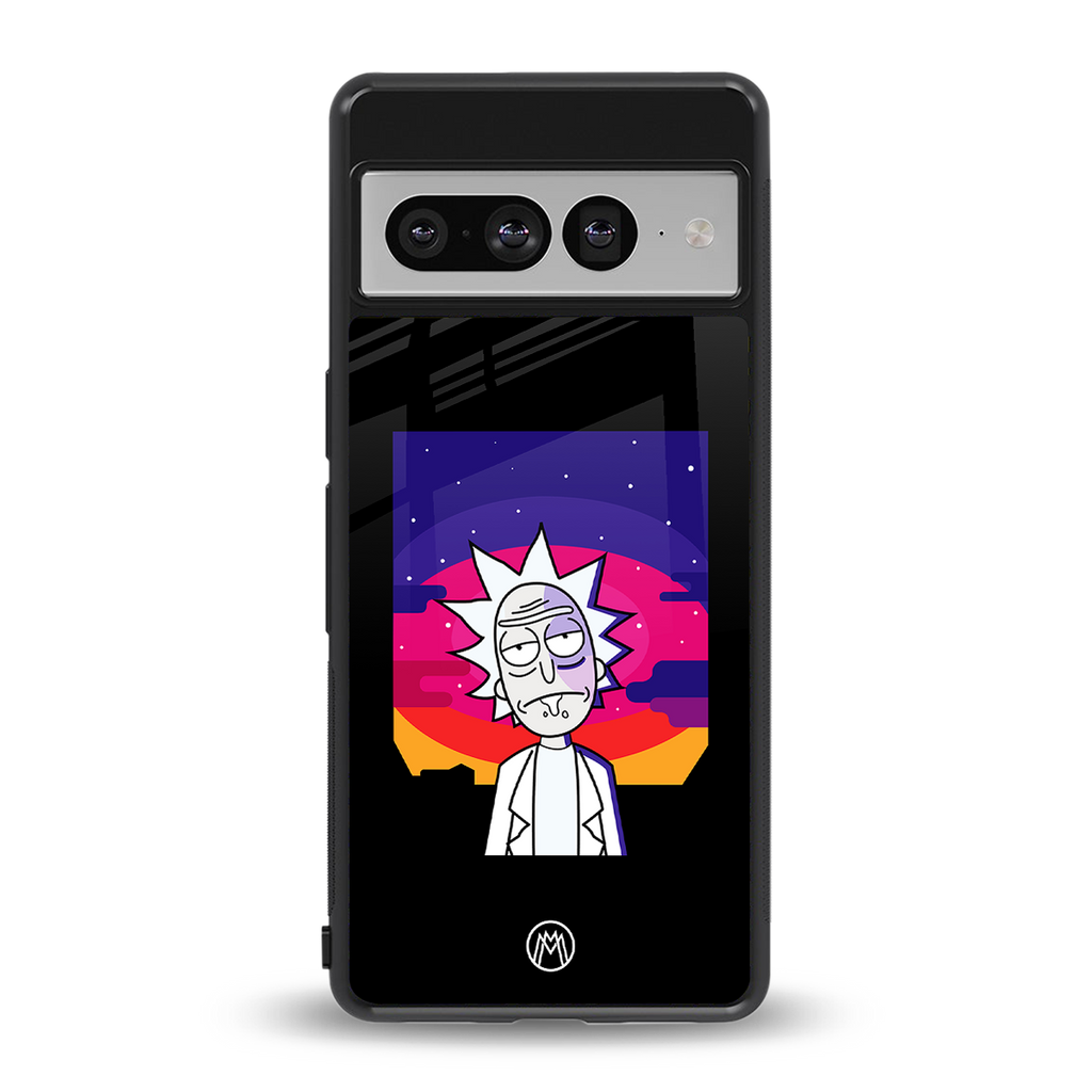 trippy rick sanchez back phone cover | glass case for google pixel 7 pro
