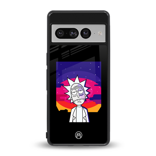 trippy rick sanchez back phone cover | glass case for google pixel 7 pro