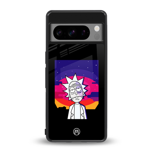 trippy rick sanchez back phone cover | glass case for google pixel 8 pro