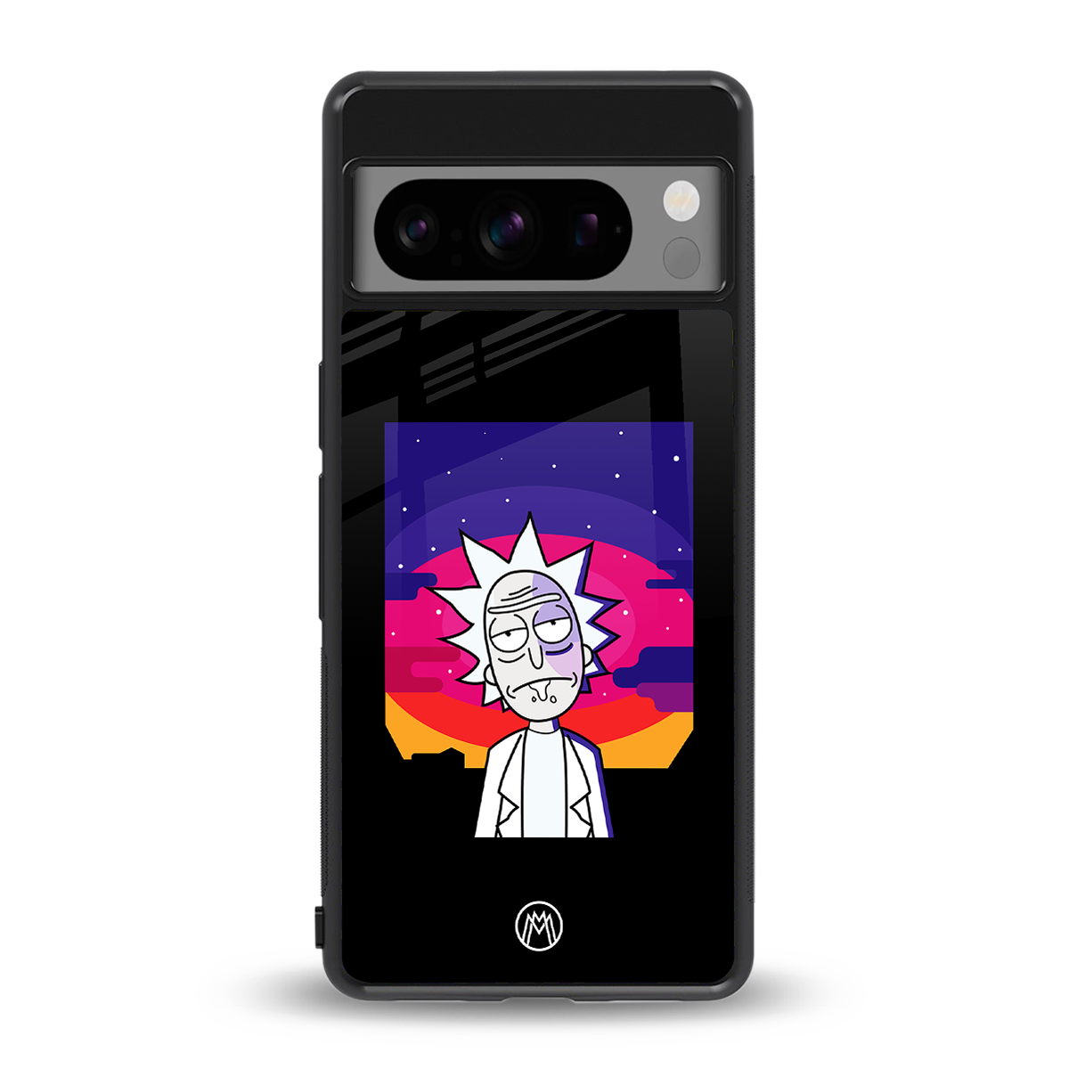 trippy rick sanchez back phone cover | glass case for google pixel 8 pro