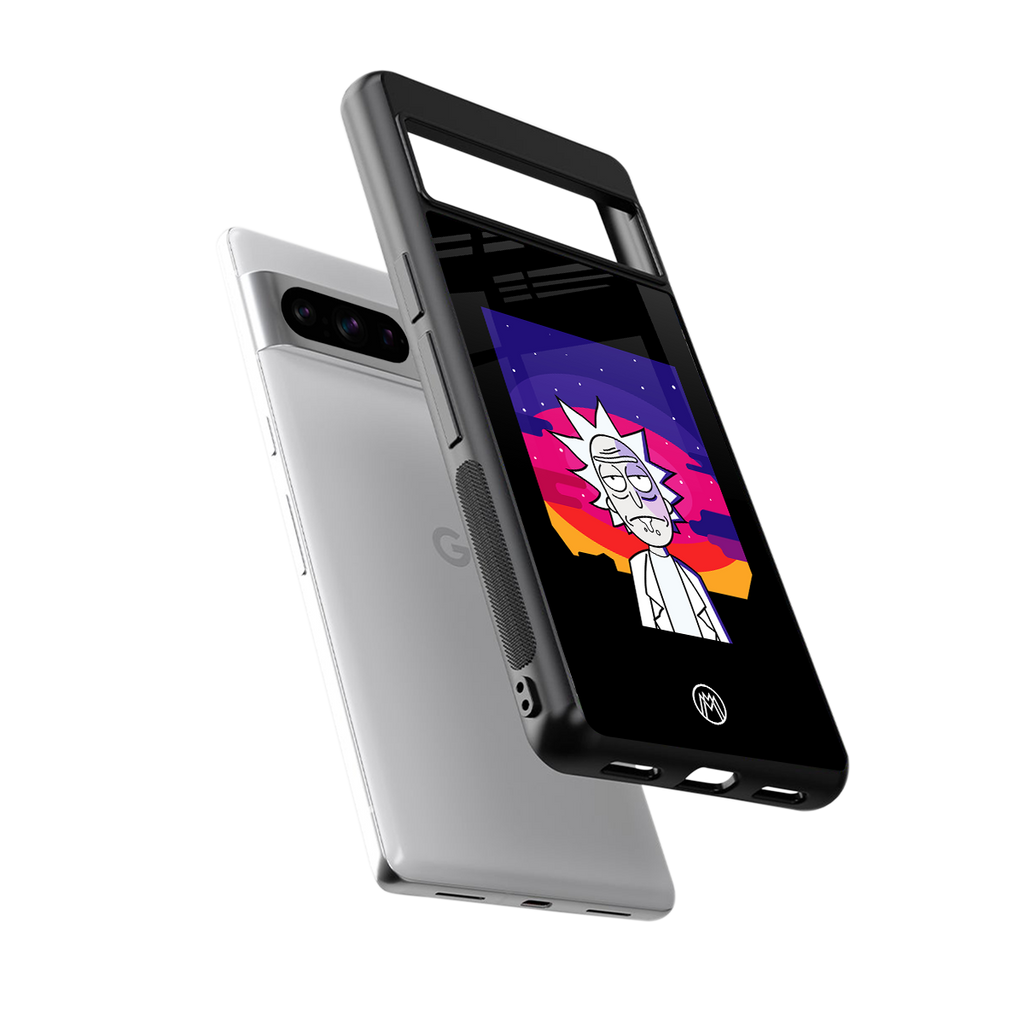 trippy rick sanchez back phone cover | glass case for google pixel 8 pro