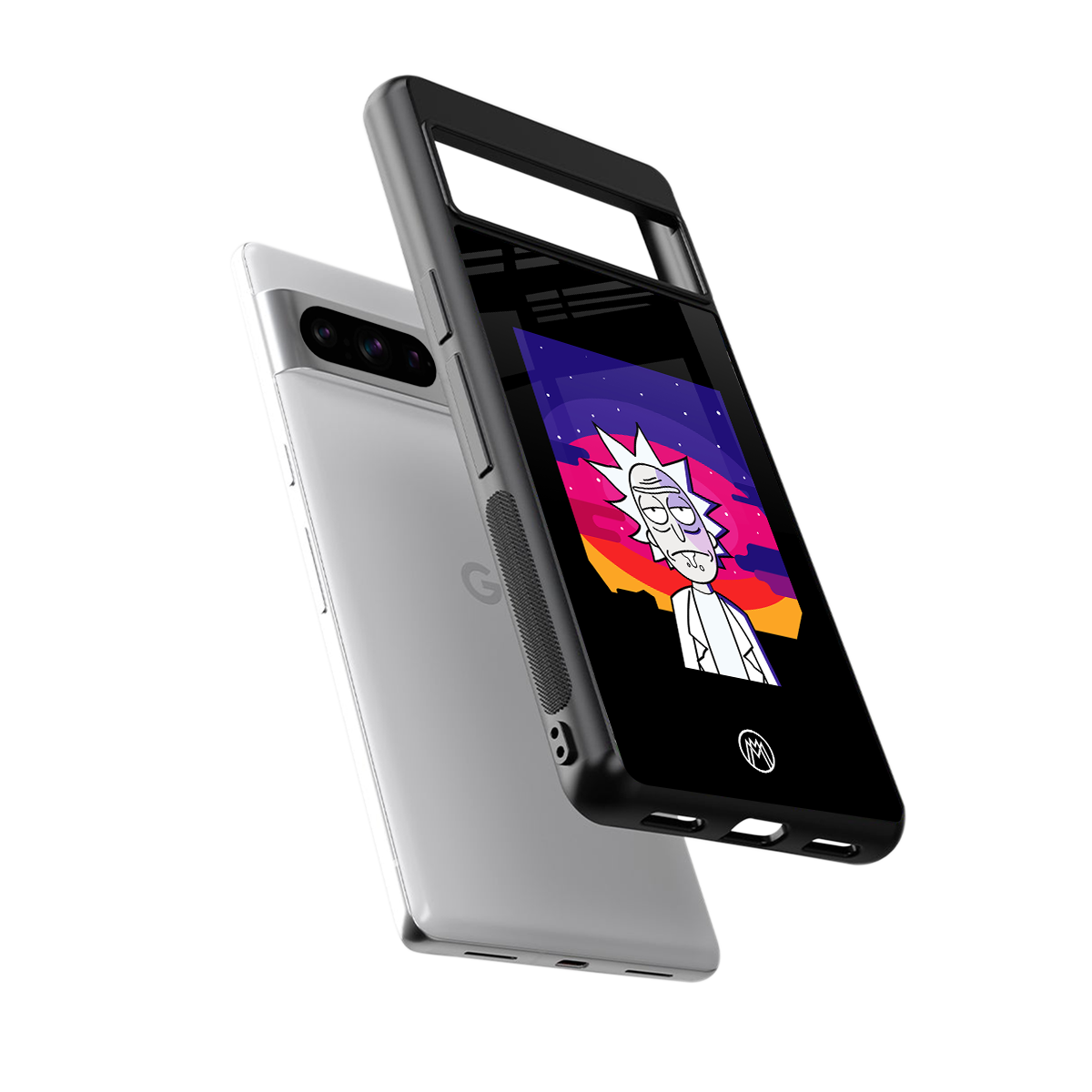 trippy rick sanchez back phone cover | glass case for google pixel 8 pro