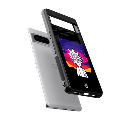 trippy rick sanchez back phone cover | glass case for google pixel 8 pro
