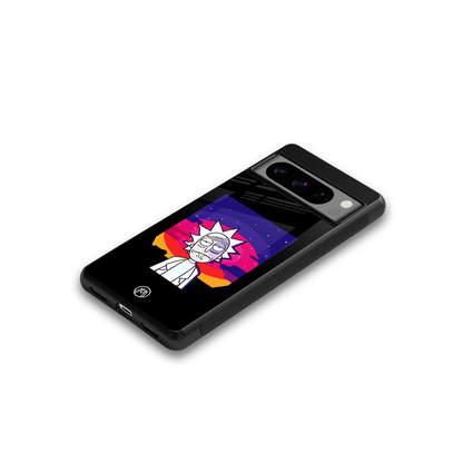 trippy rick sanchez back phone cover | glass case for google pixel 8 pro
