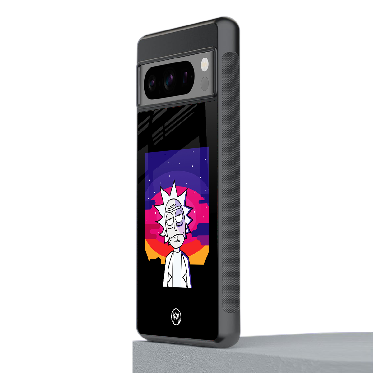 trippy rick sanchez back phone cover | glass case for google pixel 8 pro