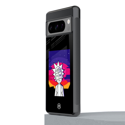 trippy rick sanchez back phone cover | glass case for google pixel 8 pro