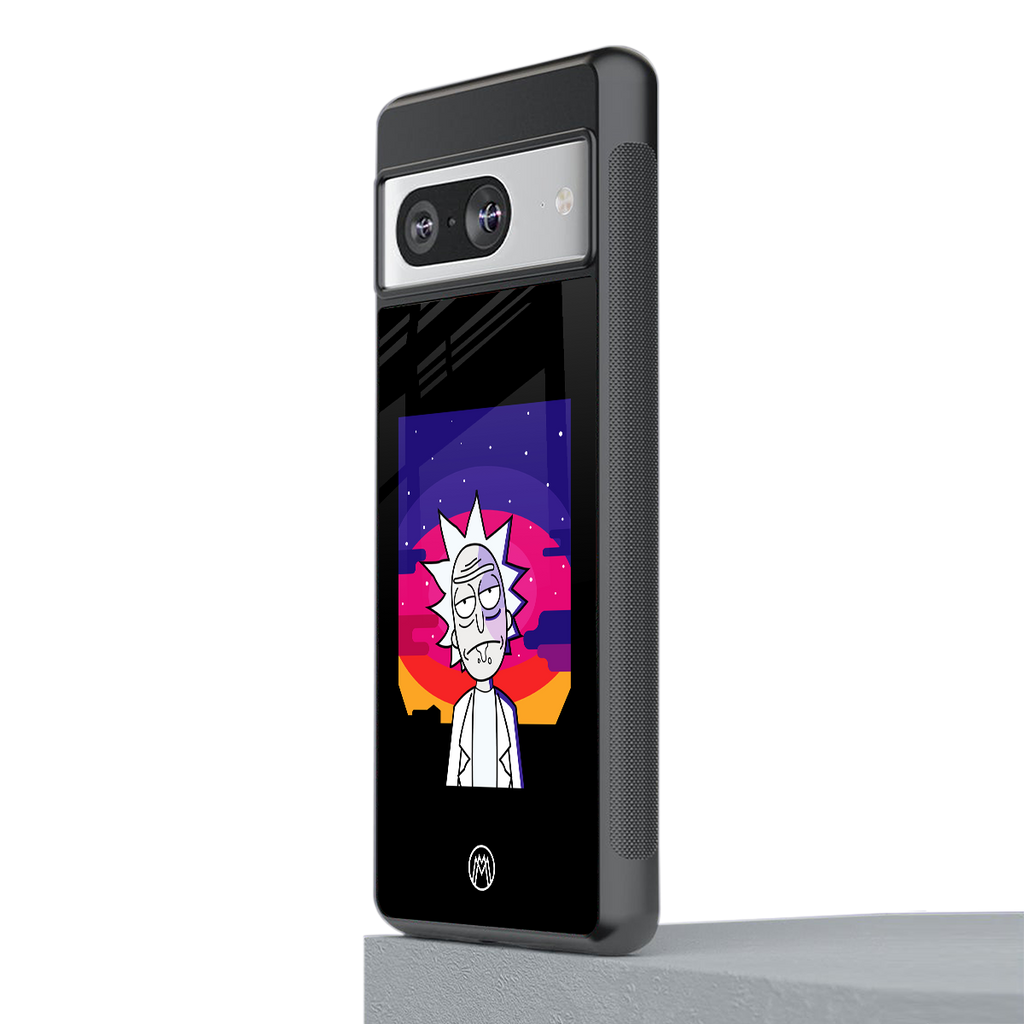 trippy rick sanchez back phone cover | glass case for Google Pixel 8