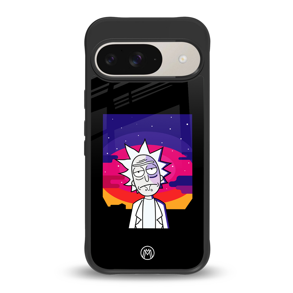 trippy rick sanchez back phone cover | glass case for google pixel 9