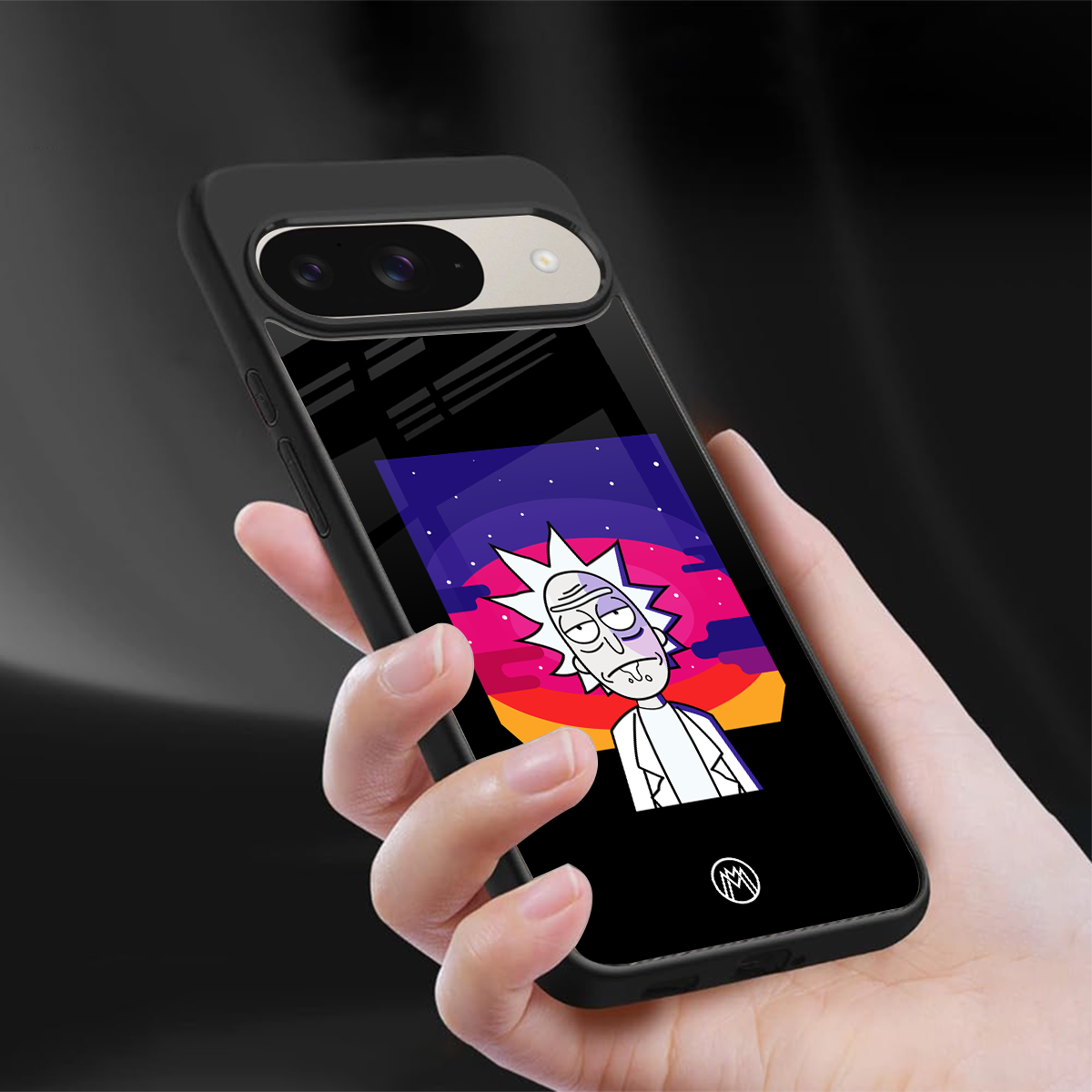 trippy rick sanchez back phone cover | glass case for google pixel 9
