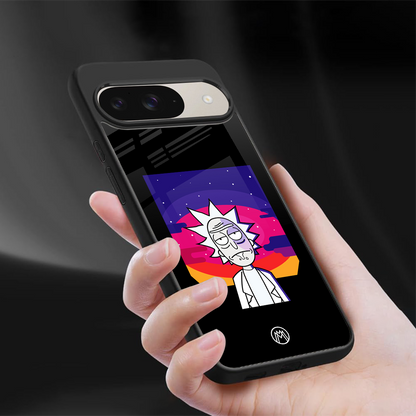 trippy rick sanchez back phone cover | glass case for google pixel 9