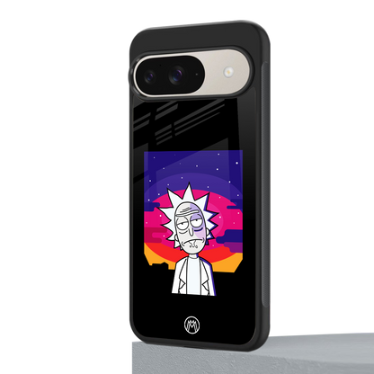 trippy rick sanchez back phone cover | glass case for google pixel 9