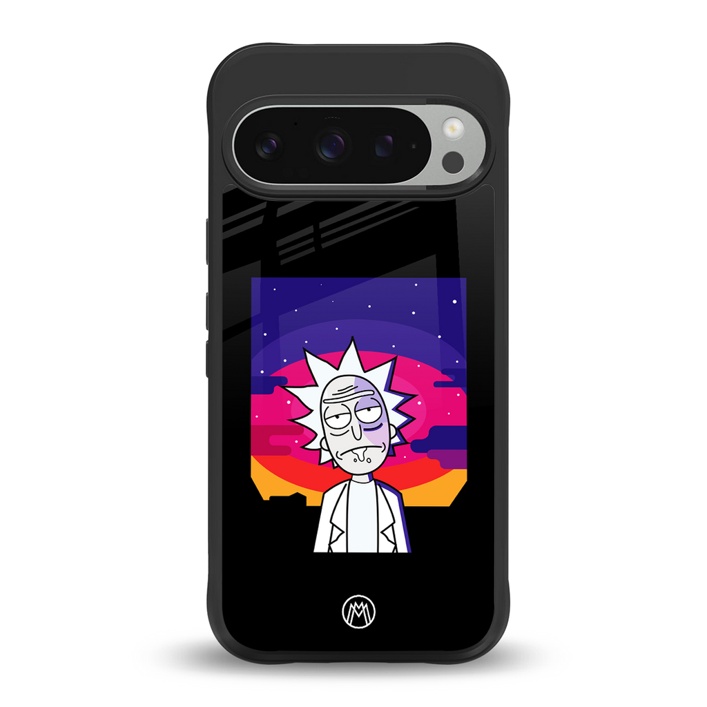 trippy rick sanchez back phone cover | glass case for google pixel 9 pro xl