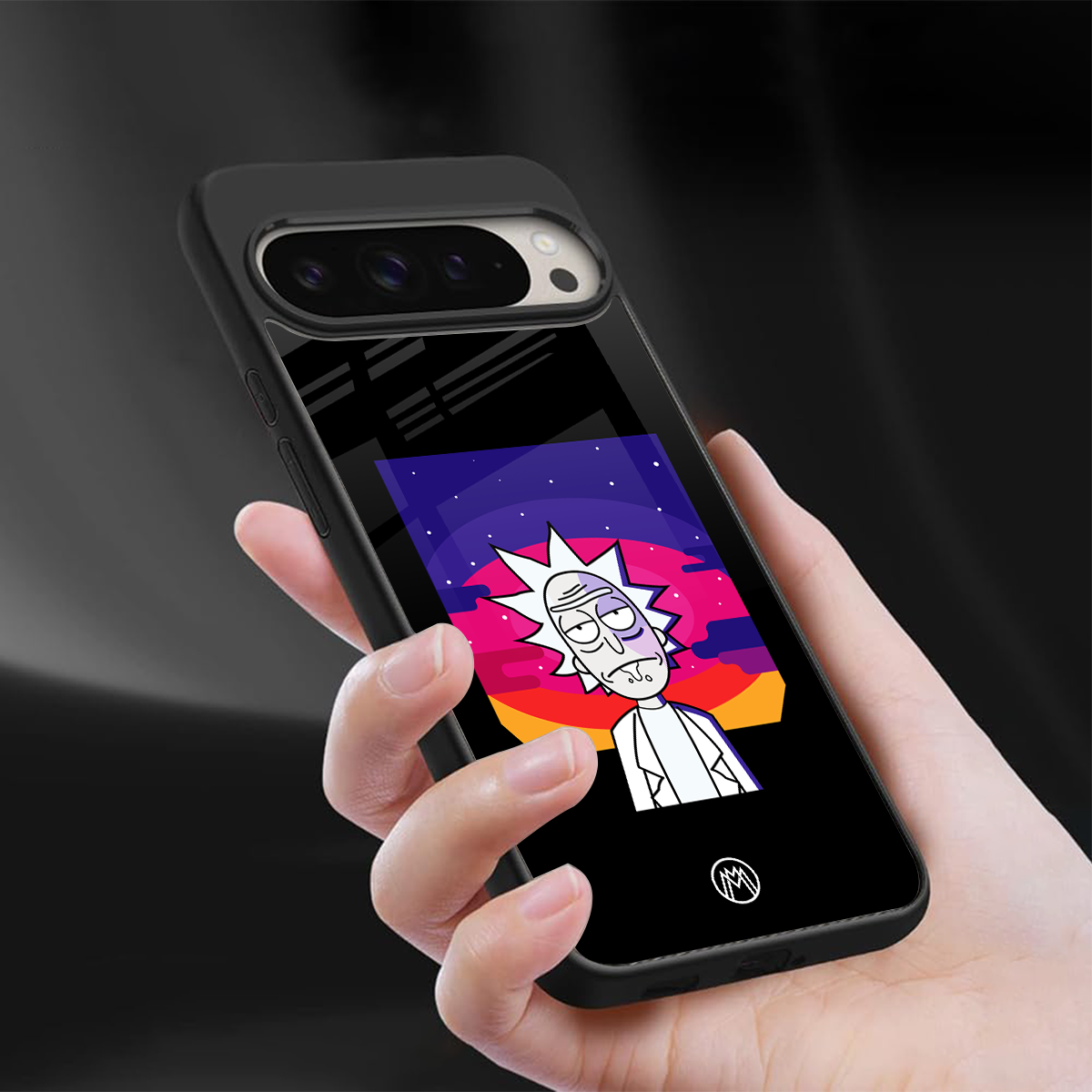 trippy rick sanchez back phone cover | glass case for google pixel 9 pro xl