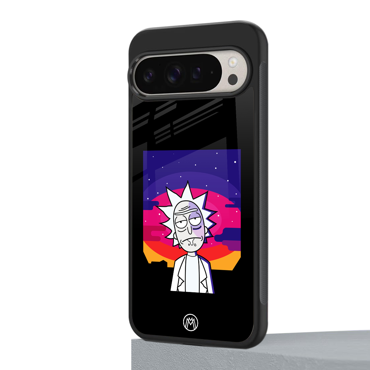 trippy rick sanchez back phone cover | glass case for google pixel 9 pro xl