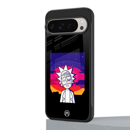 trippy rick sanchez back phone cover | glass case for google pixel 9 pro xl